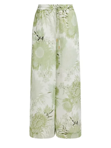 Pantaloni Aje cu model floral cu imagine alb