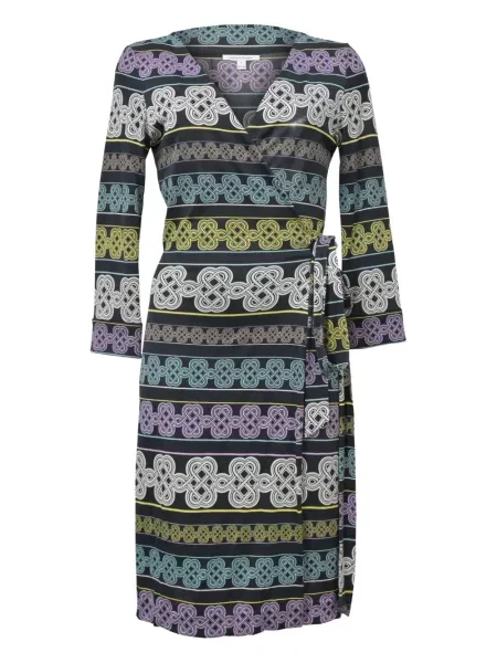 Retro zavinovací šaty Dvf Vintage s potiskem černé