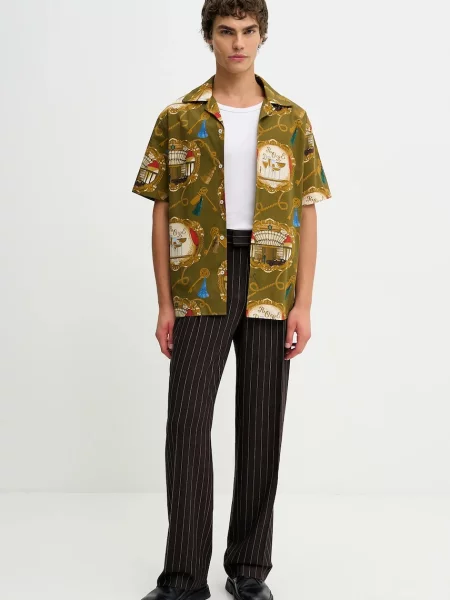 Nohavice s prímesou vlny Drôle de Monsieur Le Pantalon Pinstripes hnedá