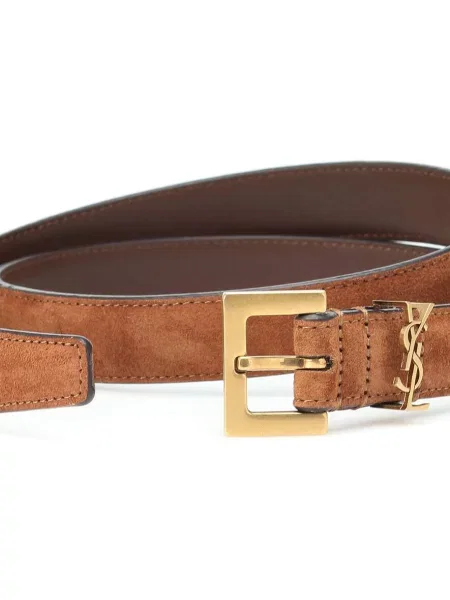 Curea Saint Laurent din piele de căprioară maro