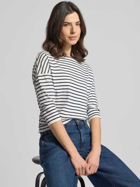 Longsleeve z mieszanki lyocellu i bawełny z rękawem Luisa Cerano biała