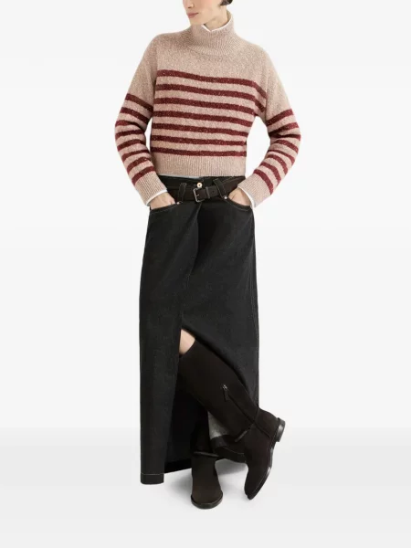 Fustă din denim Brunello Cucinelli cu 5 buzunare negru