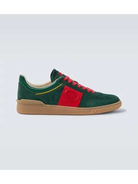 Sneakerși Valentino Garavani din piele de căprioară verde