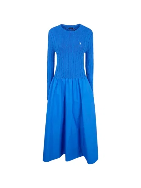 Rochie midi Polo Ralph Lauren tricotate până la genunchi de costum albastru