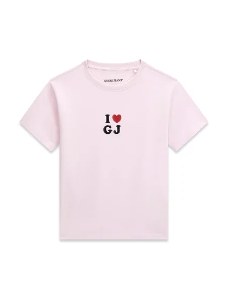 GUESS JEANS Tricou I LOVE GJ mov prună / sângeriu negru