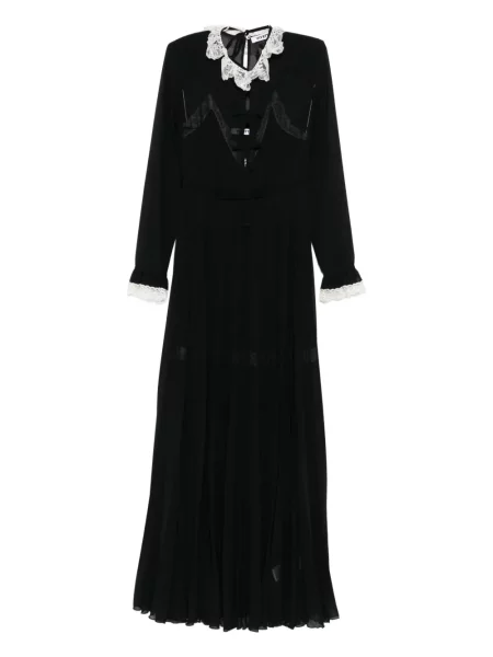 Rochie maxi Vivetta plisată din dantelă de costum negru