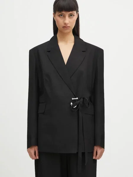JW Anderson sacou din amestec de mătase Tailored Wrap un singur rand de uni negru