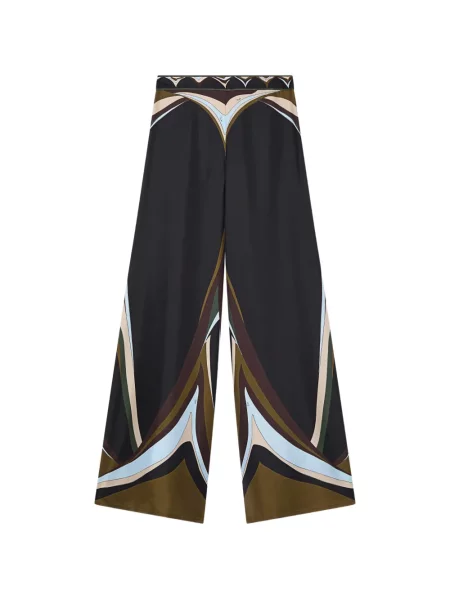 Pantaloni palazzo Pucci de mătase cu imagine negru