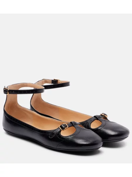 Balerini Chloé din piele negru