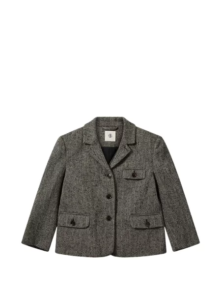 Sacou The Garment cu model herringbone cu rever gri