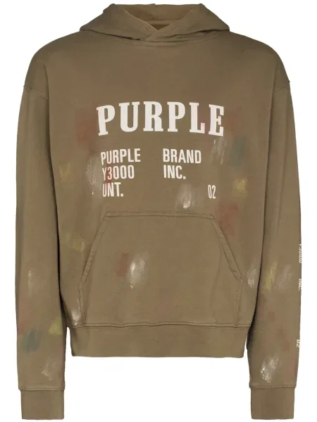 Hanorac cu glugă Purple Brand cu imagine verde