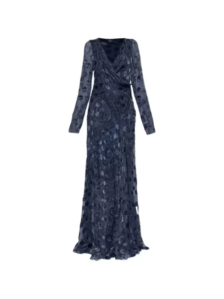 Rochie maxi Etro cu imagine cu model paisley albastru