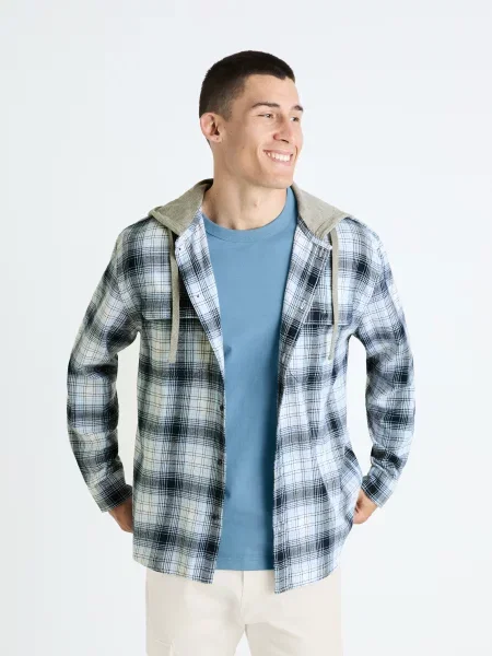 Кариран карирана риза Celio сиво