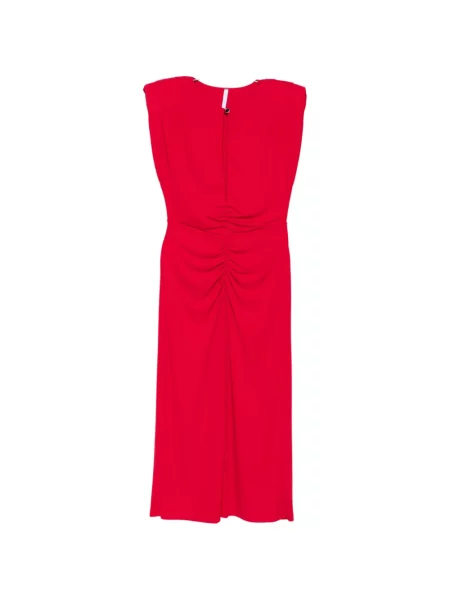 Rochie midi Imperial fără mâneci cu volane roșu