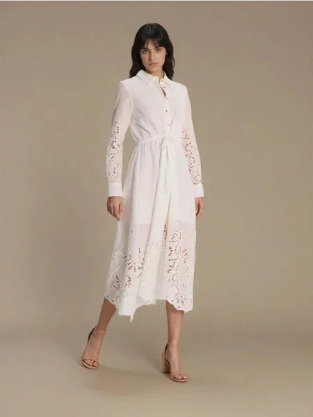 Сукня міді з ажурними вставками білий