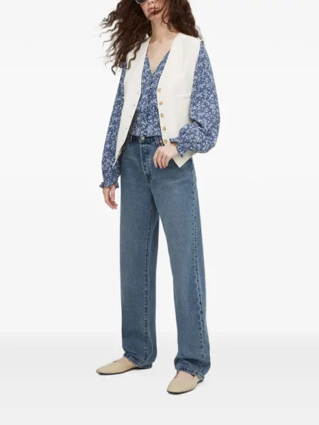 Top Levi's® din piele de căprioară cu model floral cu imagine albastru