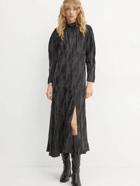 Рокля IRO дълга разкроена черно