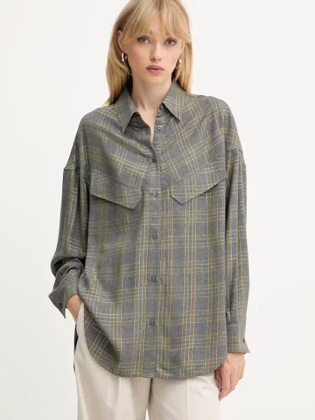 BOSS Orange cămașă cu guler clasic relaxed gri