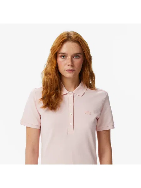 Lacoste Sukienka Polo Z Elastycznej Bawełny Piqué różowa
