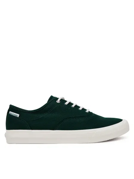 Ниски кецове Tommy Hilfiger TH HI VULC LOW OXFORD TWILL зелено