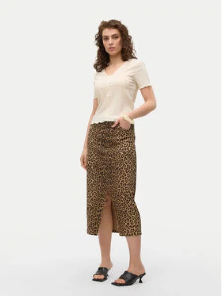 Vero Moda Džínová sukně Veri Hnědá černé
