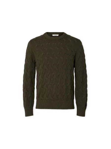 Pulover Selected tricotate verde