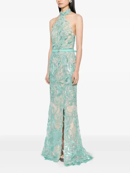 Rochie Saiid Kobeisy cu broderie verde
