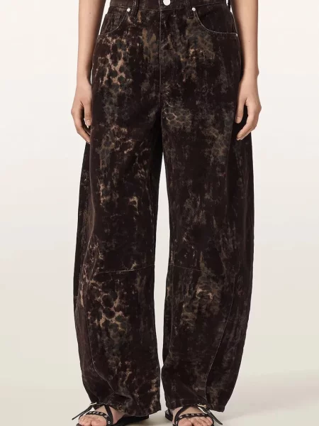 AllSaints blugi barrel pentru femei JETT FLOCK maro