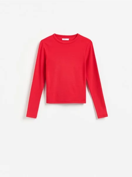 Reserved Tricou cu mânecă lungă cu conținut ridicat de modal roșu