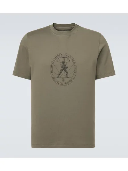 Tricou Brunello Cucinelli cu imagine din jerseu verde