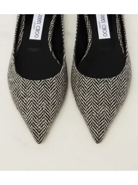 Balerini Jimmy Choo cu model herringbone gri