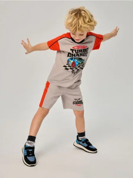 Sinsay Souprava trička a kraťas Hot Wheels šedá