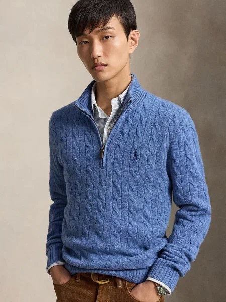 Polo Ralph Lauren pulover pentru bărbați din lână albastru