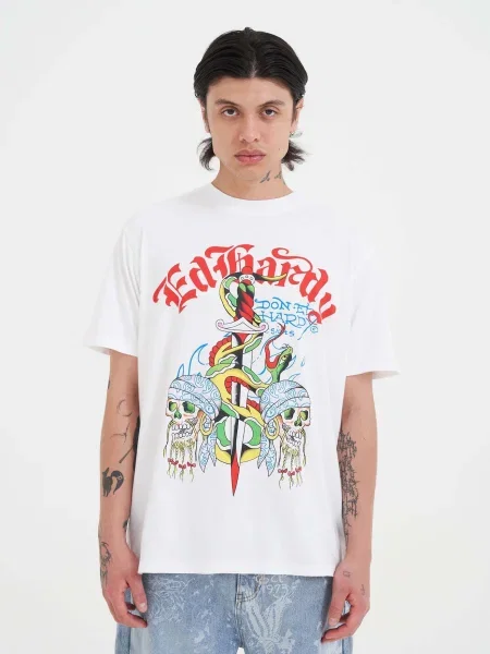 Ed Hardy Tričko modrá / červená biela