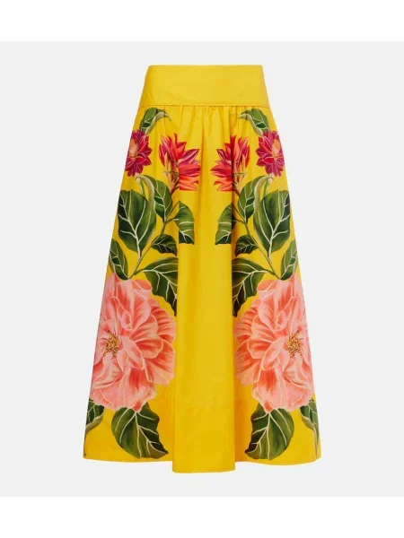 Spódnica midi Farm Rio w kwiatki do kolan żółta