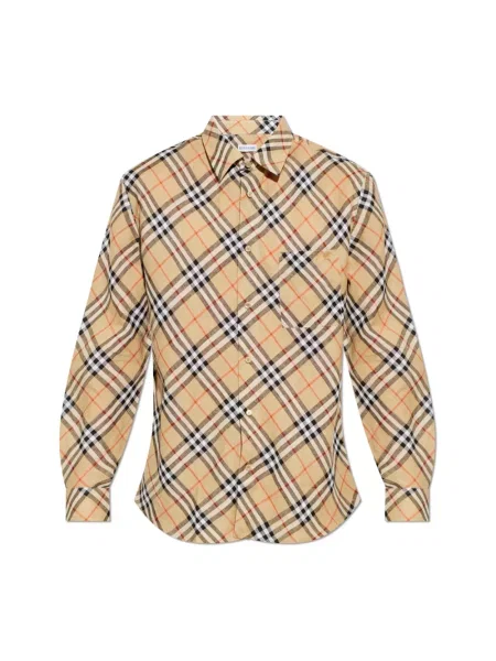 Lniana koszula Burberry brązowa