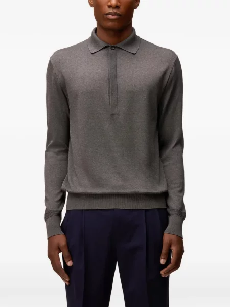 Lung tricou polo Retori gri