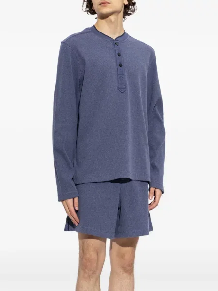 Lung tricou Jacquemus cu guler henley albastru