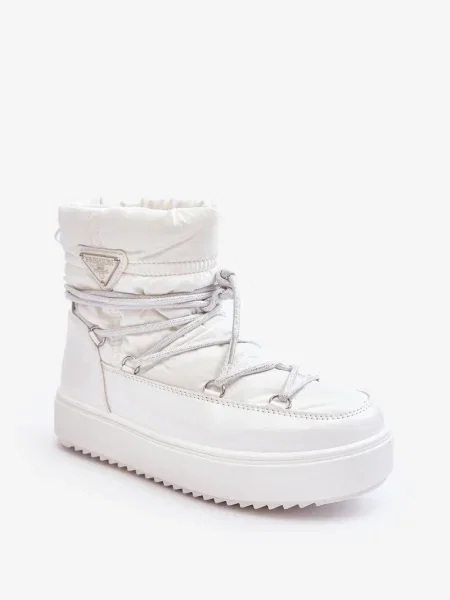 Kozačky Boto na platformě s vázáním bílé