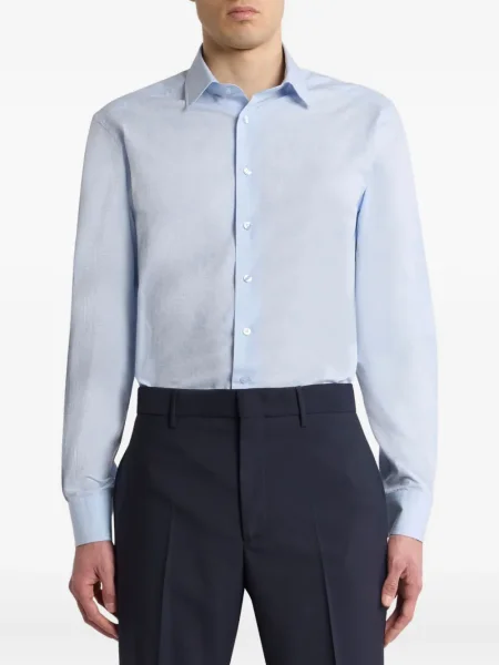 Cămașă Etro cu model floral din jacard albastru