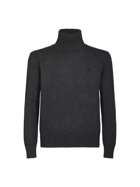 Sweter z golfem Ami Paris z kaszmiru do golfa szary
