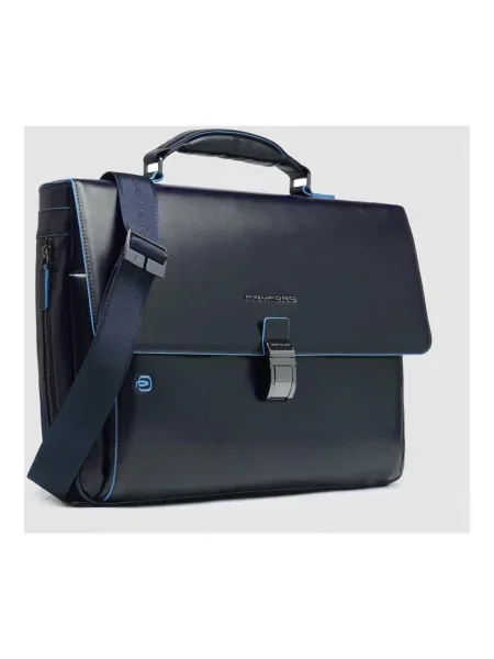 Torba na laptopa Piquadro skórzana niebieska