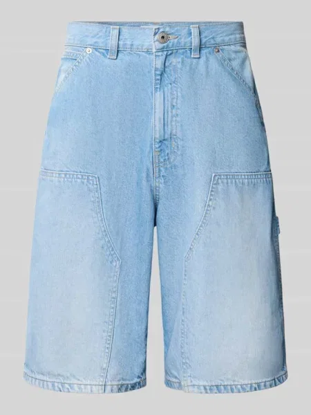 Szorty jeansowe o kroju regular fit z detalami z logo Review niebieskie