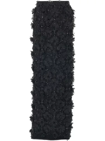 Fustă Carolina Herrera cu broderie din tul negru