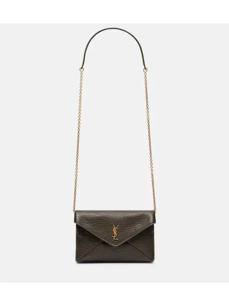 Usnjeni torbica Saint Laurent rjava