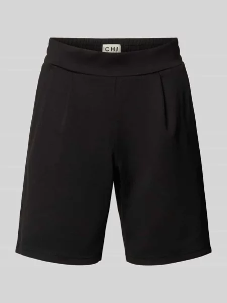 Szorty o kroju regular fit z zakładkami w pasie model ‘Kate’ Ichi czarne