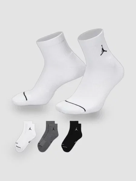 Jordan  Everyday Ankle Socks 3 Pairs Набір шкарпеток Унісекс Білий/чорний білі