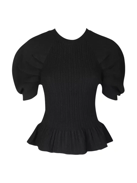 Dzianinowy sweter Blumarine z krótkim rękawem czarny