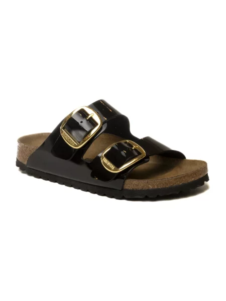 Klapki Birkenstock na sprzączkę skórzane czarne