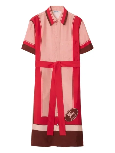 Rochie tip cămașă Burberry de mătase roz